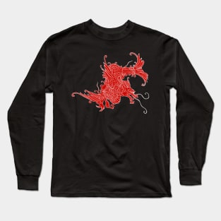 Asian Dragon Red and White Long Sleeve T-Shirt